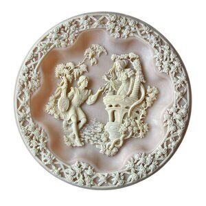 Romeo & Juliet Bradex Incolay Wall Plate Pink & Cream 8.25" Dia Love Gift Decor